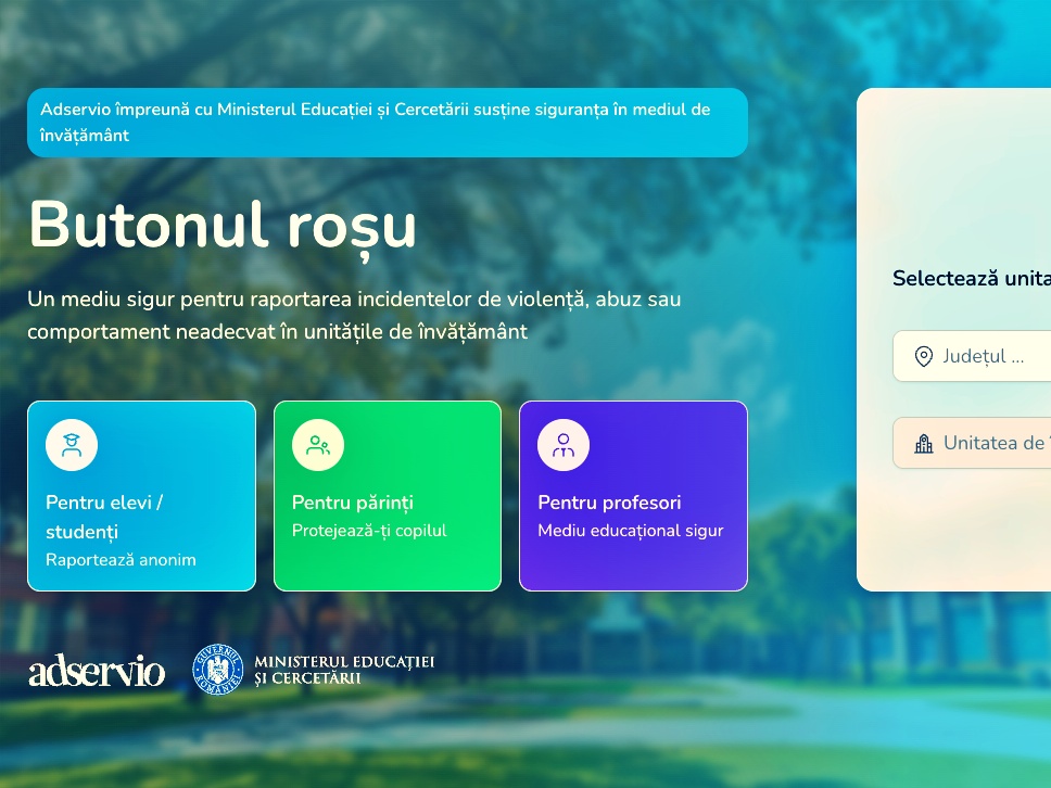 ANCHETĂ „Butonul roșu”, conceput ca mecanism de protecție a elevilor în fața violențelor, este deturnat ca platformă privată cu monitorizare activă a utilizatorilor. Ministerul Educației susține că nu e implicat, firma neagă orice acțiune comercială