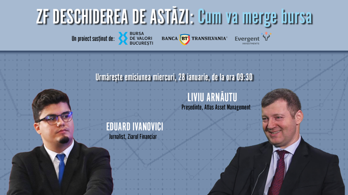 Ce ar putea genera noi recorduri la Bursă după maximele de la început de an? Liviu Arnăutu, preşedinte al Atlas AM, indică drept factori-cheie consolidarea fiscală, dividendele şi posibila îmbunătăţire a rezultatelor financiare. De unde pot apărea corecţii? Aflaţi la ZF Deschiderea de Astăzi
