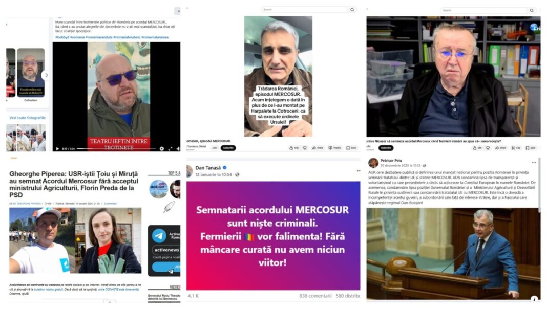Fake-uri în social media despre Mercosur: ”Agricultorii vor fi distruși” și “Nicușor ne vinde lui Macron și Ursulei”, narațiunile principale ale polului extremist pe rețele