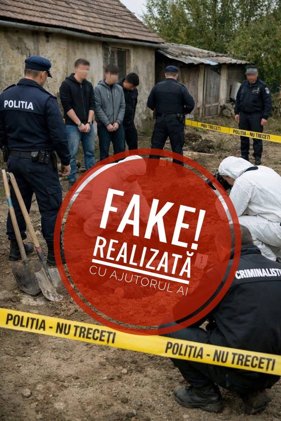 NEWS.ro: Avertisment al Poliţiei Române: Atenţie la dezinformare! O fotografie realizată 100% cu inteligenţa artificială, apărută în urma cazului din judeţul Timiş