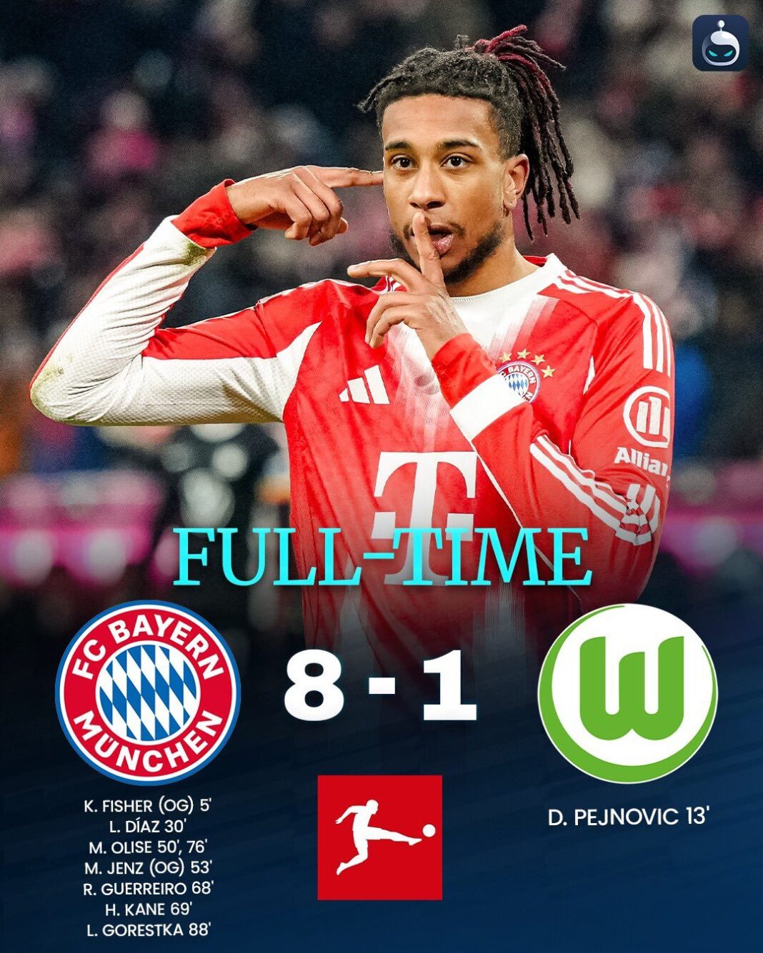 NEWS.ro: Bundesliga: „Măcel” pe Allianz Arena, Bayern Munchen – Wolfsburg 8-1