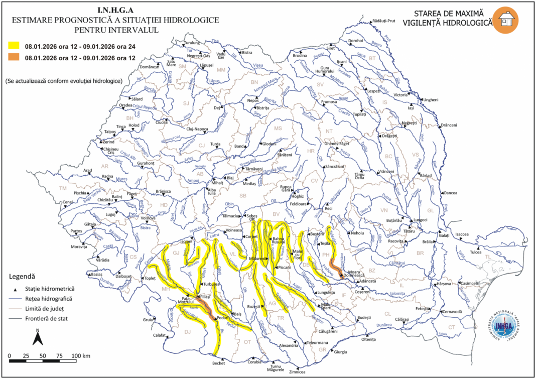 NEWS.ro: Cod portocaliu de inundaţii în judeţele Dolj şi Prahova până vineri la prânz/ Judeţele Mehedinţi, Gorj, Vâlcea, Argeş, Dâmboviţa, Olt, Teleorman, Giurgiu şi Ilfov sunt sub atenţionare cod galben până la miezul nopţii de vineri