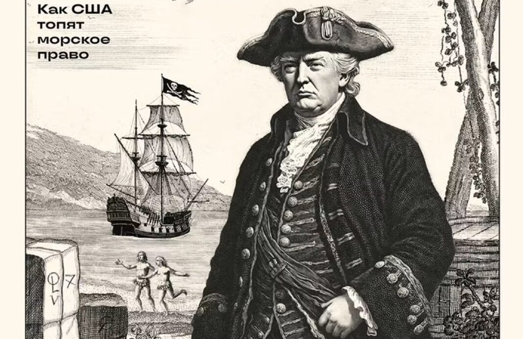 Propaganda rusă: Donald Trump, caricaturizat ca „piratul din Caraibe” / Un săptămânal rusesc acuză Statele Unite că au relansat o politică externă agresivă pentru a-și masca slăbiciunile interne / Trump este descris drept un „prădător imperialist înfometat”