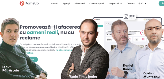 7X Partners şi Radu Timiş Jr. au investit în 2025 un total de 400.000 de euro în FameUP, platforma de marketing cu influenceri, la o evaluare de circa 18 milioane de euro