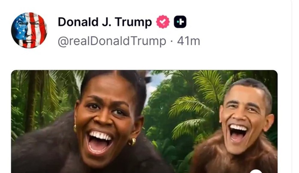 Barack Obama a comentat clipul rasist postat de Trump, în care este prezentat drept o maimuță: „Bunul simț și decenţa s-au pierdut”