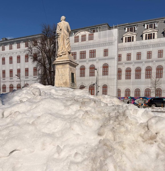 Cum arată kilometrul 0 al Bucureștiului la o săptămână după ninsoare