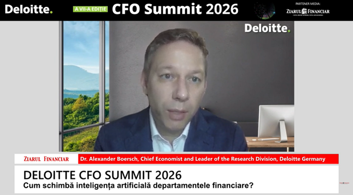 Dr. Alexander Boersch, Economistul-Şef şi Coordonatorul Diviziei de Cercetare, Deloitte Germania: Cred că există destul de multe oportunităţi pentru România. Vedem o reorientare în ceea ce priveşte lanţurile de aprovizionare, spre Europa