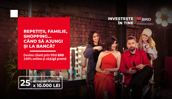 Lista de lucruri de făcut nu se mai termină, timpul da. Noroc că banca e online. Devino client prin YOU BRD 100% online și poți câștiga unul din cele 25 de vouchere de vacanță de 10.000 lei.
