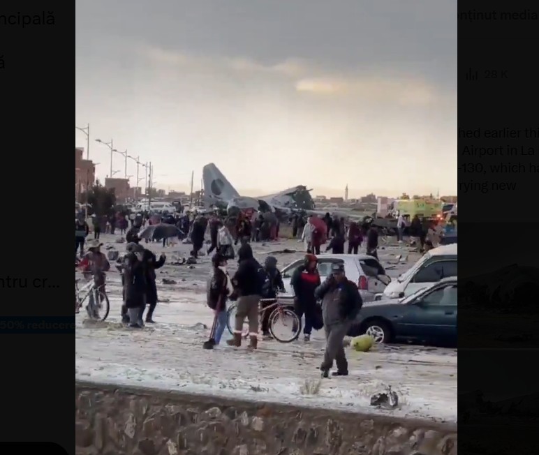 NEWS.ro: Cel puţin 15 persoane au murit după ce un avion militar care transporta bancnote s-a prăbuşit în Bolivia avariind mai multe vehicule pe o autostradă / Confruntări între poliţie şi oamenii veniţi să adune bancnotele - VIDEO