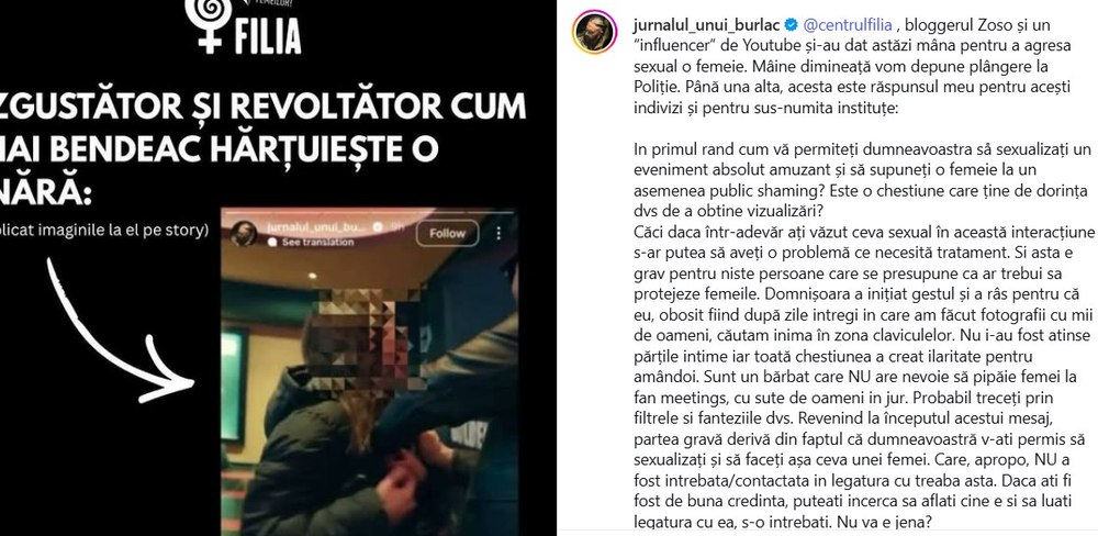 „Nu vă e jenă?” Mihai Bendeac, după ce a fost acuzat că a hărțuit o tânără la premiera filmului său: „Domnișoara a inițiat gestul și a râs”