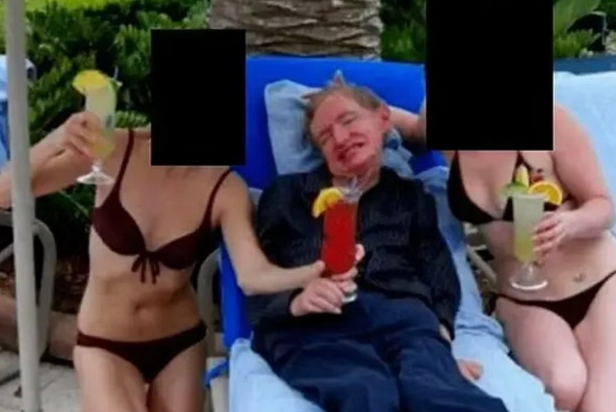 Stephen Hawking surprins în dosarele Epstein, alături de femei în bikini, relaxându-se pe șezlong și savurând cocktailuri