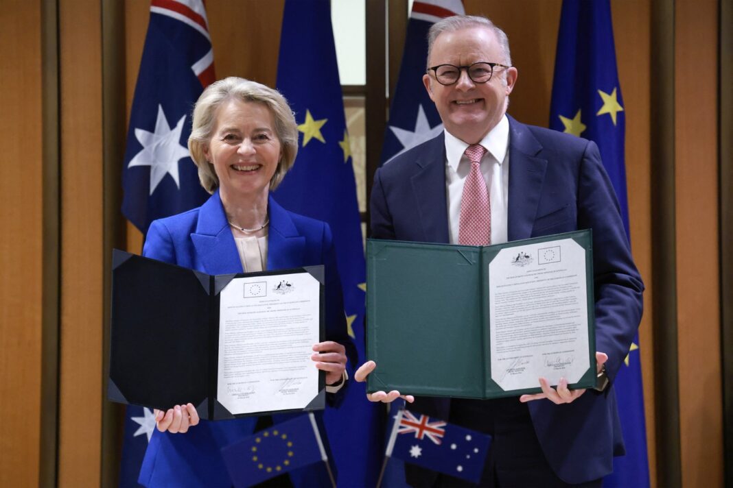 Australia și Uniunea Europeană au semnat un amplu acord de liber schimb