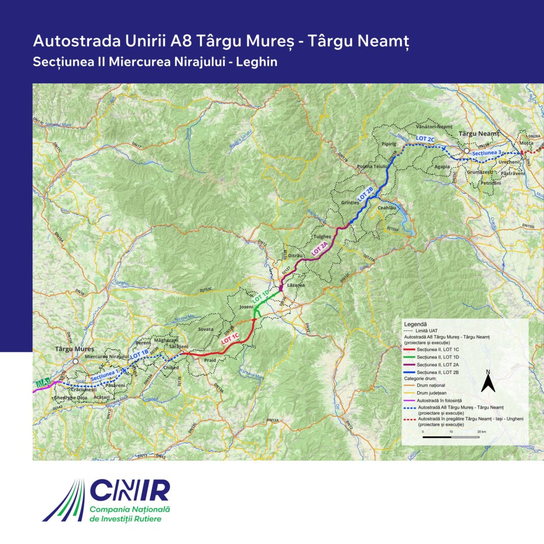Constructorii au preluat amplasamentul loturilor 1D şi 2A de pe Autostrada A8 Târgu Mureş – Târgu Neamţ / Secțiunea Joseni – Ditrău ar trebui finalizată în doi ani