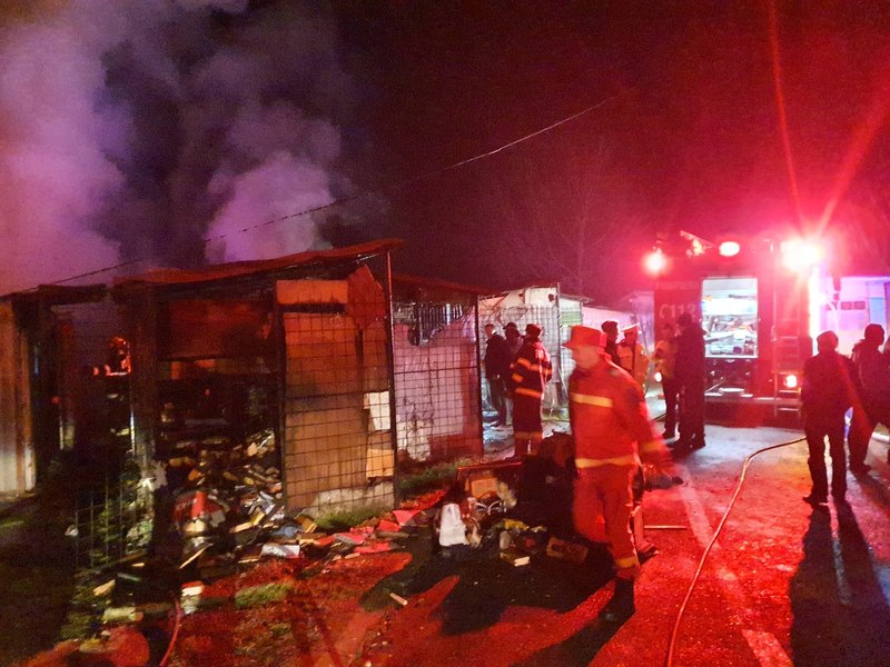 Incendiu la o hală din Carei. Pompierii intervin cu mai multe autospeciale