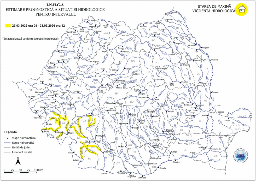 NEWS.ro: Hidrologii anunţă cod galben de inundaţii în sud-vestul ţării / Judeţele vizate