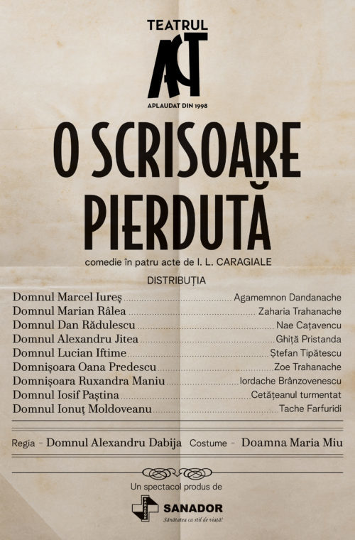 NEWS.ro: Premieră la Teatrul ACT - „O scrisoare pierdută”, de I. L. Caragiale, în regia lui Alexandru Dabija