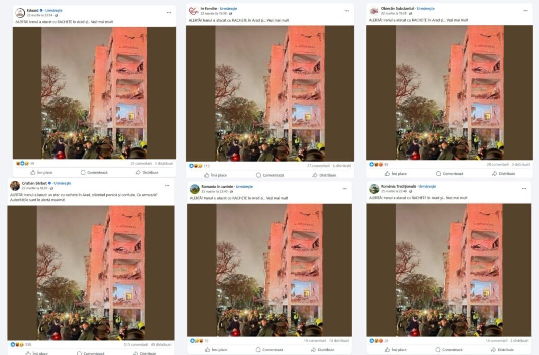 O rețea de site-uri care operează mai multe pagini de Facebook, cu peste 4 milioane de urmăritori, răspândește fake-uri panicarde despre războiul din Iran și narațiunile Rusiei / Sute de articole cu titluri manipulatoare, fără autori sau date de contact