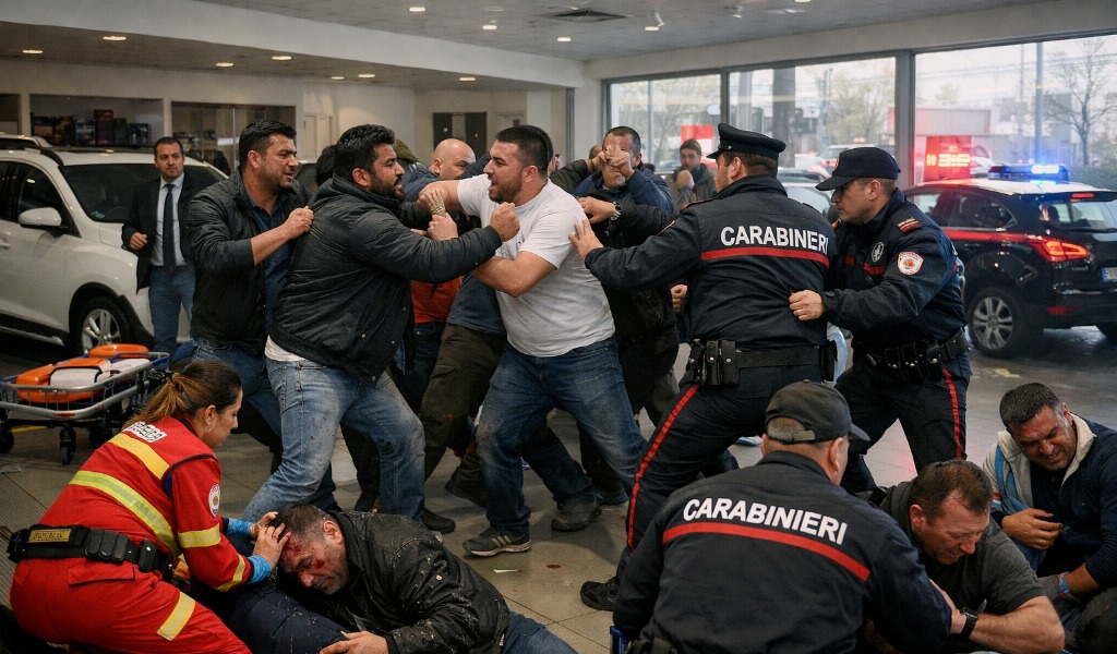 Bătaie ca în ”vestul sălbatic” la un dealer auto din Italia: români, indieni și pakistanezi s-au luat la bătaie în timpul negocierii pentru o mașină / Trei bărbați au ajuns la spital