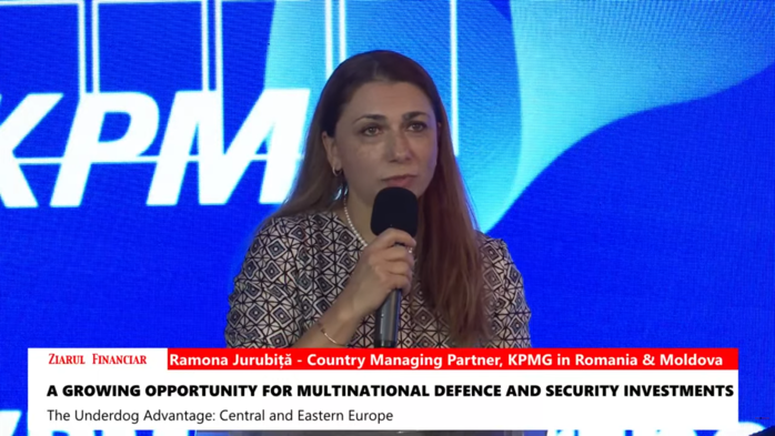 Conferinţa KPMG şi ZF: Europa Centrală şi de Est – O oportunitate în creştere pentru investiţiile multinaţionale în domeniul apărării şi securităţii. Ramona Jurubiţă, KPMG România şi Republica Moldova: Investiţiile în apărare nu sunt doar un episod, suntem la punctul unui ciclu de decenii care va remodela industrii