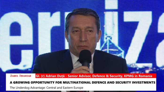 Generalul de flotilă aeriană (r) Adrian Duţă Senior Advisor, Defence & Security KPMG în Romania: „Armata trebuie să se dezvolte şi să se modernizeze în paralel cu industria, pentru că avem nevoie de industrie pentru a asigura continuitatea operaţiilor militare în caz de criză sau conflict”