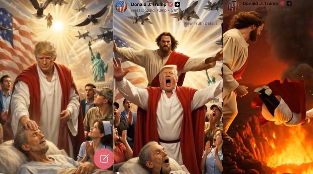 Iranul îl ironizează pe Trump cu un videoclip AI controversat: liderul american, aruncat în Iad de Iisus