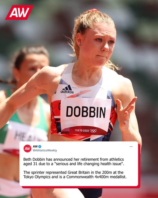 NEWS.ro: Atleta Beth Dobbin, deţinătoarea recordului Scoţiei la 200 m, şi-a anunţat retragerea din activitate. Ea s-a confruntat ”cu o problemă de sănătate gravă, care i-a schimbat viaţa”