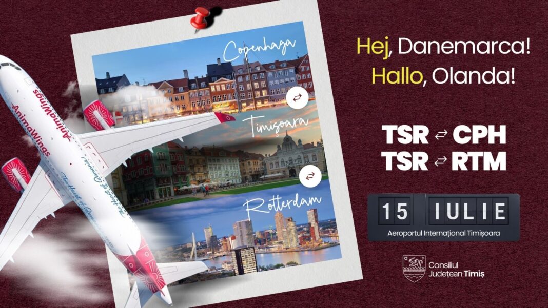 NEWS.ro: Două noi rute aeriene de pe Aeroportul Internaţional Timişoara/ Zboruri directe spre şi dinspre Copenhaga şi Rotterdam, din iulie
