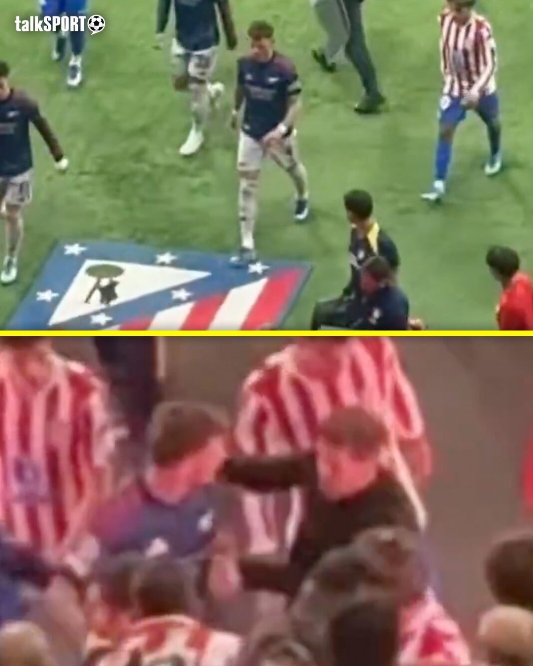 NEWS.ro: Liga Campionilor: Giuliano şi Diego Simeone, furioşi după ce un fundaş de la Arsenal a călcat pe sigla echipei Atletico - VIDEO