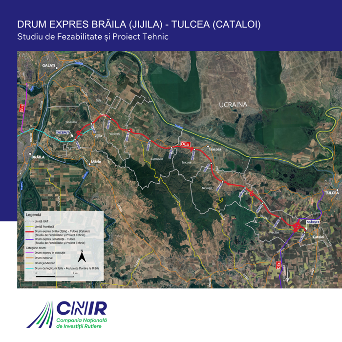 Studiul de fezabiltitate pentru drumul express Brăila-Tulcea, cu o lungime de 61,6 km, a fost avizat. Investiţia este estimată la 8 mld.lei