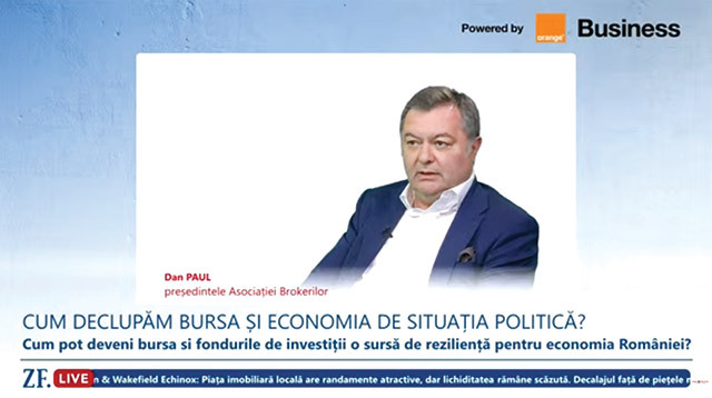ZF Live. Bursă. Dan Paul, Asociaţia Brokerilor: Bursa de Valori Bucureşti a crescut de 100 de ori în 25 de ani, dar rămâne un potenţial uriaş nevalorificat. Un investitor activ ar trebui să tranzacţioneze cel puţin o dată pe săptămână. La acel criteriu, numărul real este undeva la 50.000-70.000 de investitori
