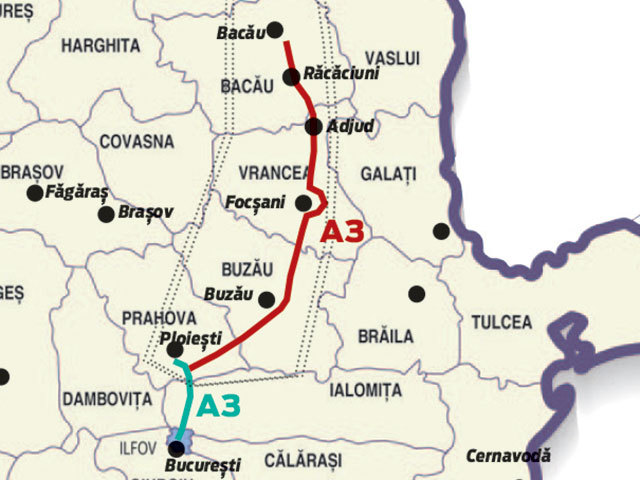 Bucureştiul se leagă prin A7 de Bacău, „capitala antreprenoriatului românesc“. Drumul va fi parcurs în doar puţin peste două ore după livrarea noului tronson de 46 de kilometri