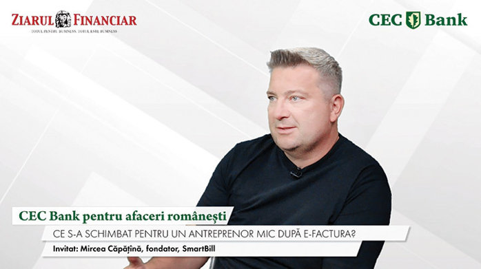 CEC Bank pentru afaceri româneşti. Mircea Căpăţînă, cofondator, SmartBill: Aproape toate businessurile care pornesc cu ieftinul ca avantaj competitiv eşuează. Oferiţi mult şi cereţi mult, altfel intri în spirala care te duce în pământ.  SmartBill a crescut de la 1 mil. la aproape 20 mil. euro cifră de afaceri cu doar circa 10 angajaţi în plus în ultimii 6-8 ani