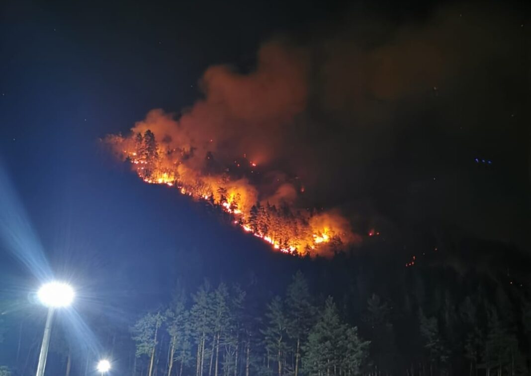 Pompierii intervin la un incendiu care a cuprins 10 hectare de pădure în zona Muntelui Giurgiu din Vrancea