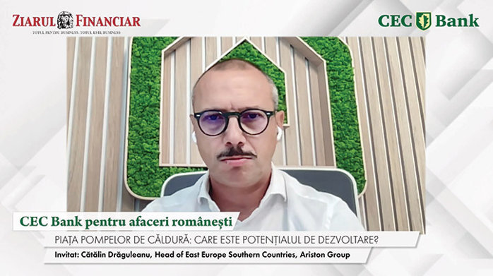 CEC Bank pentru afaceri româneşti. Cătălin Drăguleanu, Ariston Group: Încercăm să facem tranziţia de la centralele de apartament la pompele de căldură. Este un interes în creştere în piaţă, dar nu este o soluţie care este potrivită oriunde