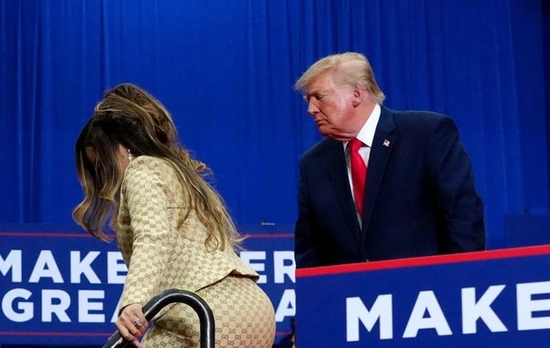 NEWS.ro: Trump se extaziază, în timpul unui miting, în Michigan, de ”posteriorul diabolic de magnific” al rapperiţei Nicki Minaj. ”Cred că tocmai  ne-am găsit următoarea purtătoare de cuvânt”, anunţă directorul de comunicare al Casei Albe Steven Cheung