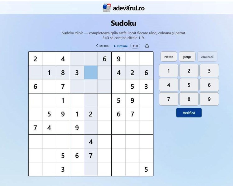Provocarea zilei de vineri, 16 octombrie. Cât de bine te descurci la Sudoku?