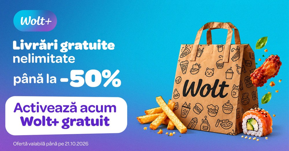 Trei săptămâni de oferte la restaurante și magazine: Wolt+ Weeks ajunge pentru prima dată în România