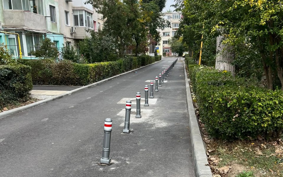 Un șir de stâlpișori ține loc de trotuar în Constanța. Amenajarea, ironizată de un consilier USR: „Făcut pe low-budget și low-mind”