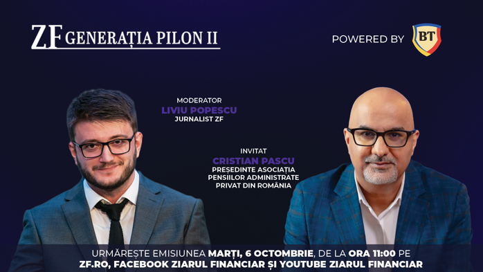 Urmăriţi ZF Generaţia Pilon II, noua emisiune a Ziarului Financiar. Astăzi, de la ora 11:00, Cristian Pascu, preşedintele APAPR, va vorbi despre datele pe care orice contributor ar trebui să le ştie: câţi bani am strâns, unde sunt investiţi şi ce primim la final