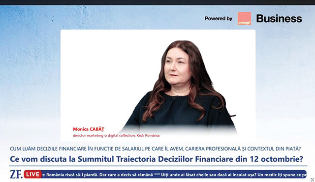 ZF Live. Monica Cabăţ, Kruk România: 70% dintre români nu au un fond de urgenţă